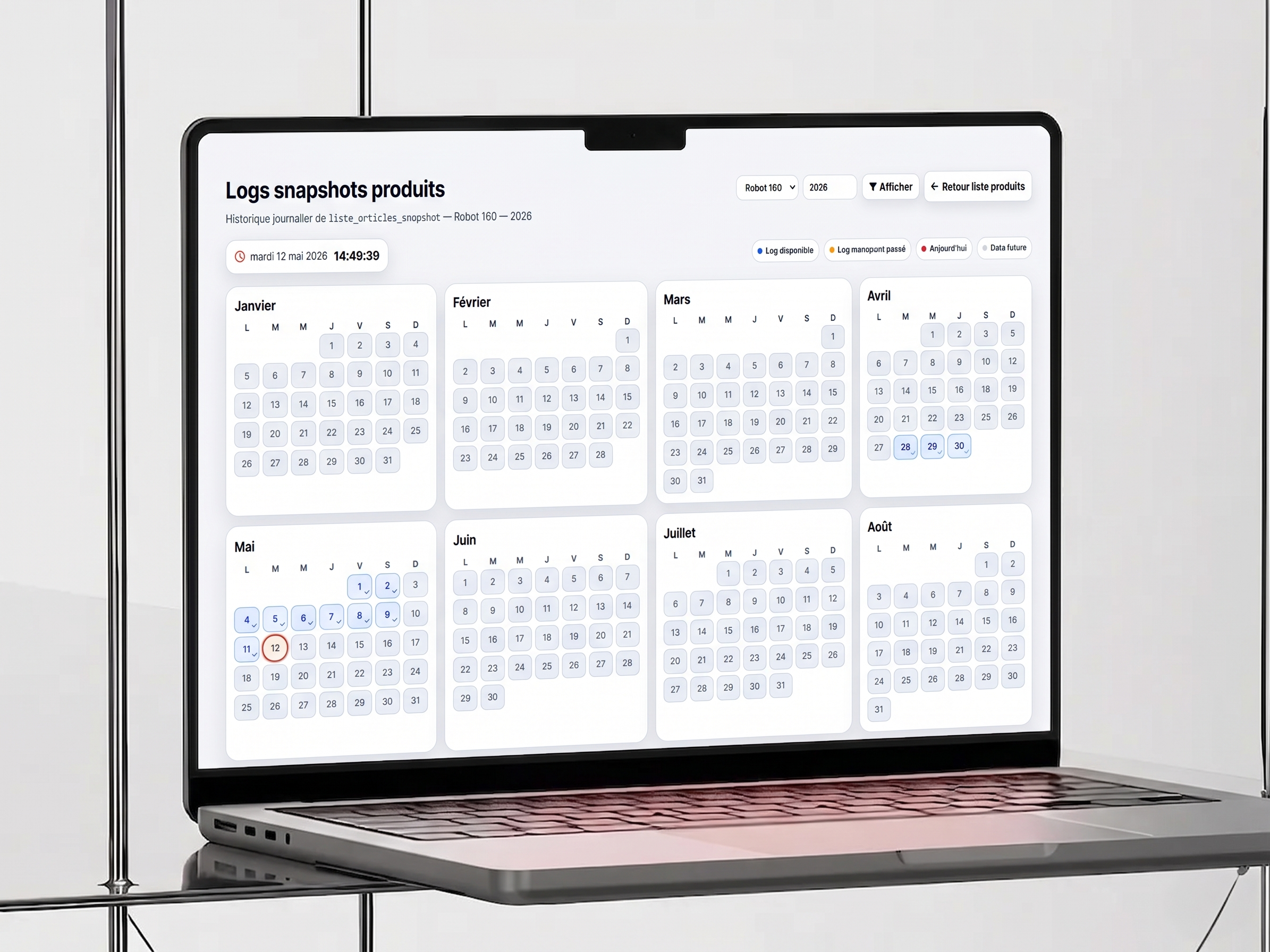 Interface de comparaison de stock